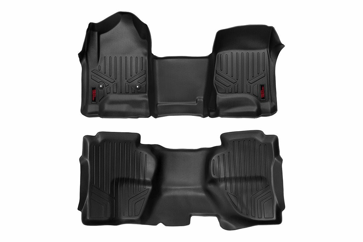 Rough Country Floor Mats - FR & RR - OV Hump - Ext Cb - Chevy GMC 1500 2500HD 3500HD 2WD 4WD - M-21142