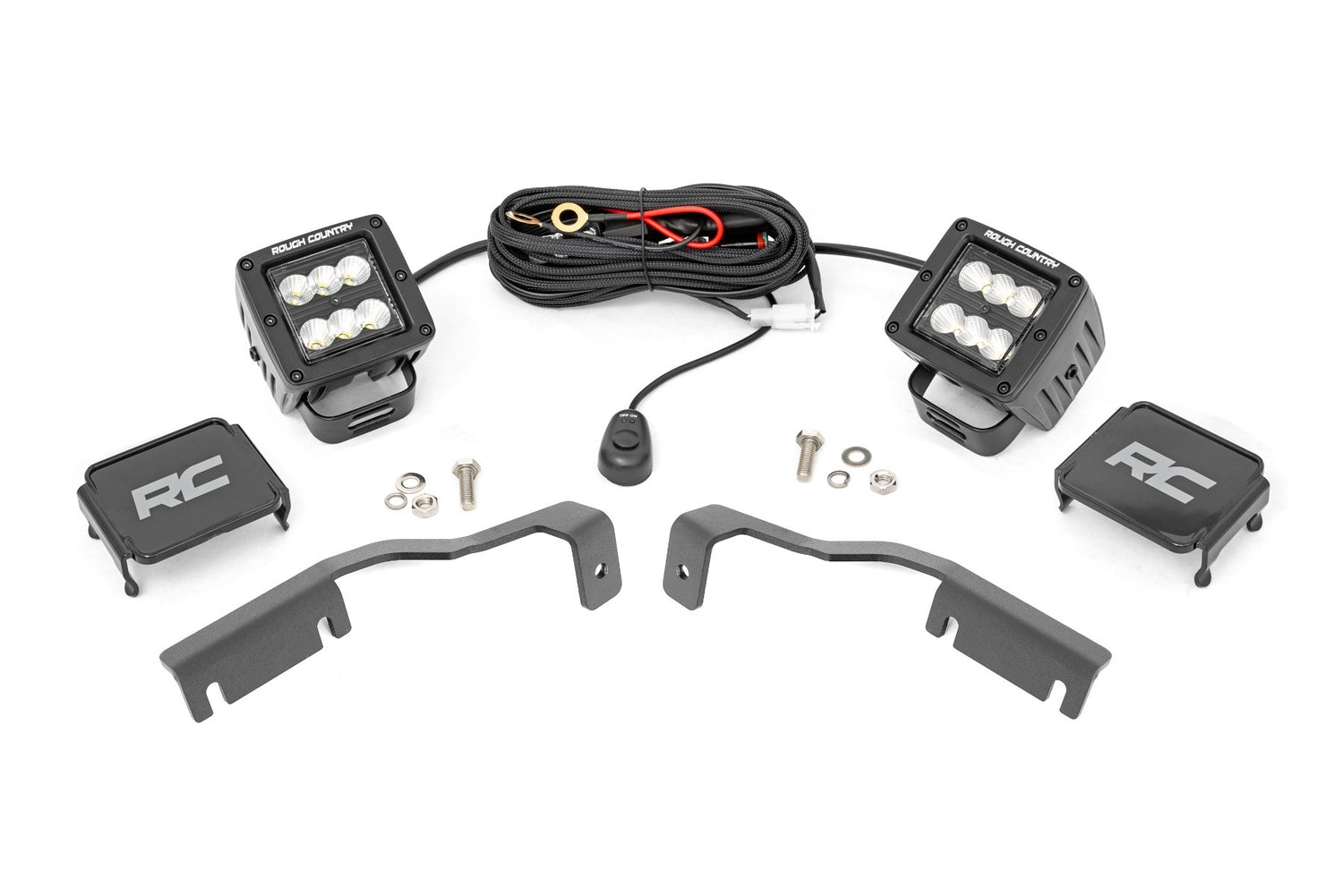 Rough Country - LED Light Kit - Ditch Mount - 2" Black Pair - Flood - Nissan Frontier (22-23) - 71065