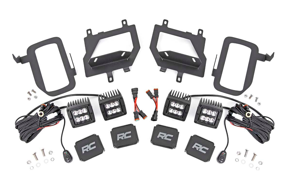 Rough Country - LED Light Kit - Fog Mount - Dual 2" Black Pairs - Spot - Ford F-150 (15-17) - 70832