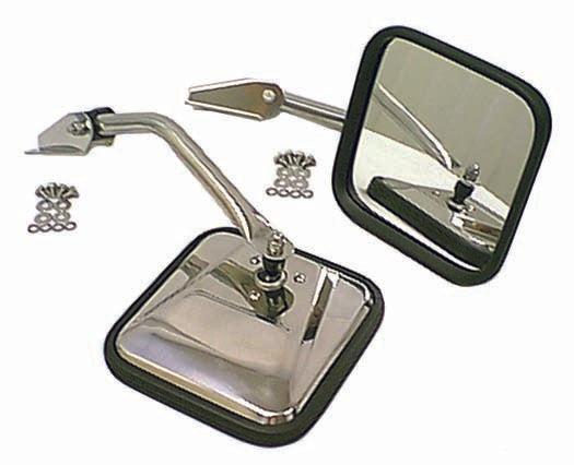 Rugged Ridge - CJ-Style Side Mirror Kit, Chrome; 55-86 Jeep CJ Models - 11010.01