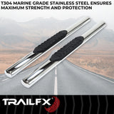 TrailFx - 4" Oval Straight Step Bar For Ford F150-350 Standard- Stainless (A1530S)