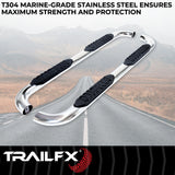 TrailFx - 4" Oval Bent Step Bar For Toyota Tundra Crew- Stainless (A1008S)