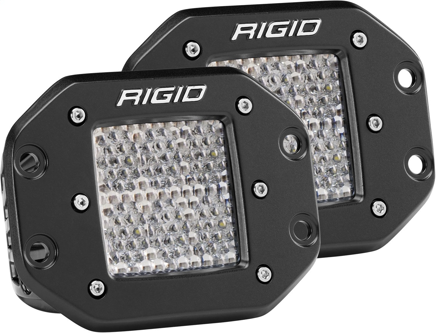 RIGID D-Series PRO LED Light, Drive Diffused, Flush Mount, Black Housing, Pair