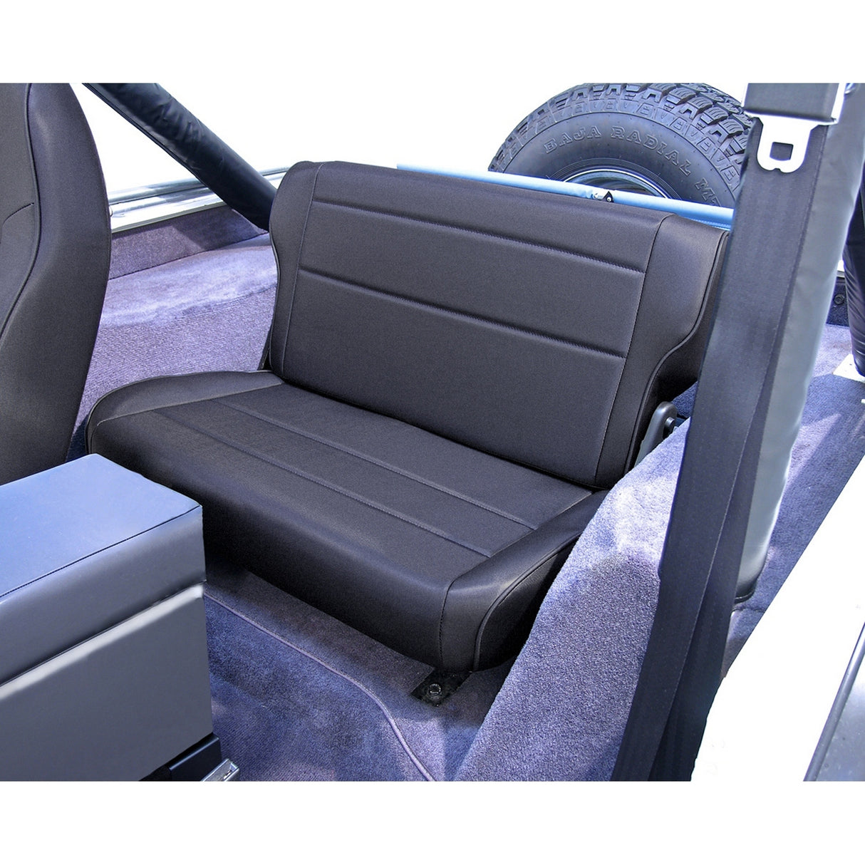 Rugged Ridge - Fold and Tumble Rear Seat, Black Denim; 76-95 Jeep CJ/Wrangler YJ - 13462.15