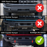 Bronco License Plate Mount | Ford Bronco (2022+) for Capable Steel Bumper w/ Flip-Up Tow Hooks