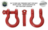 Overland Vehicle Systems - 19010204 Recovery Shackle 3/4 Inch 4.75 Ton Red - Sold In Pairs - 19010204