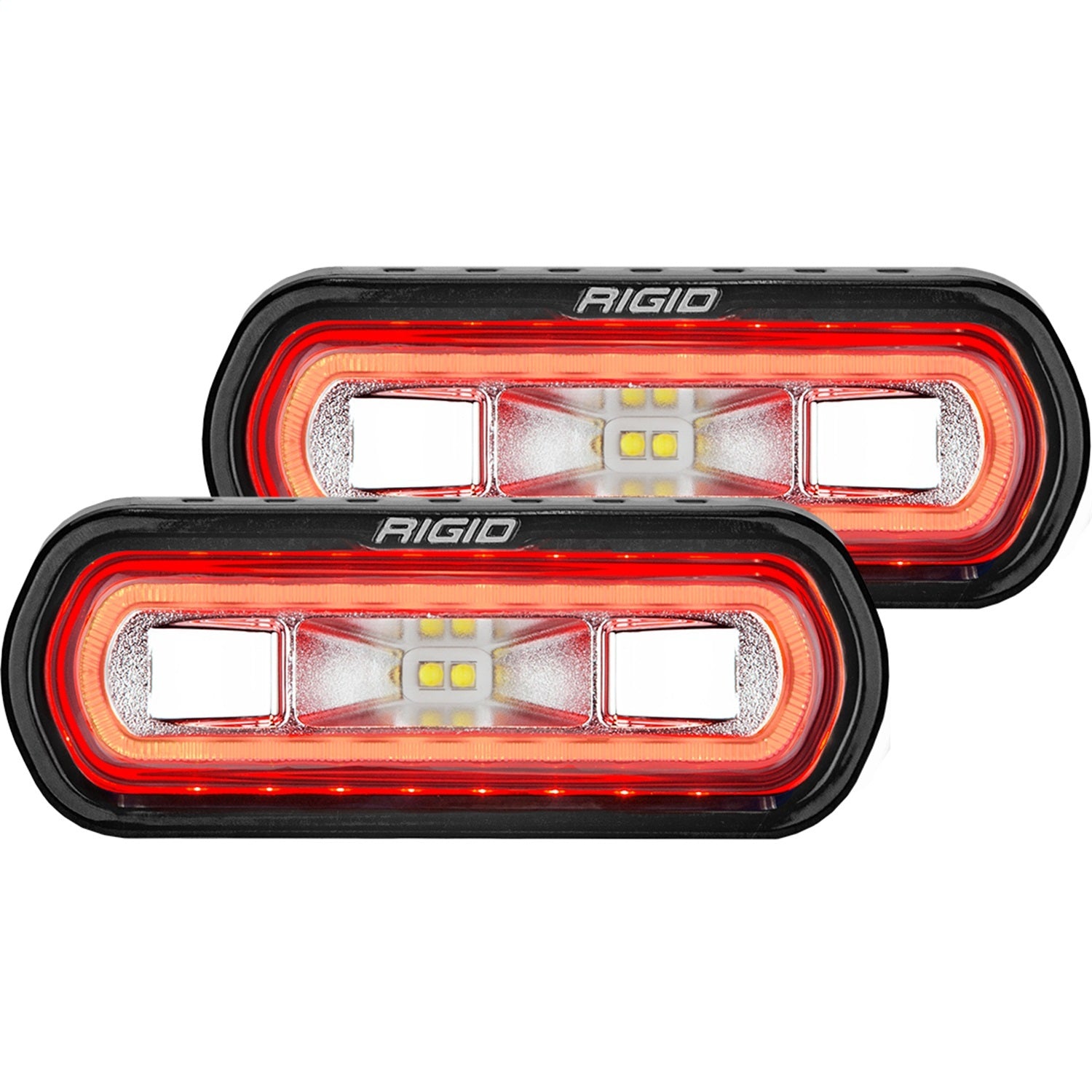 RIGID Industries - 53122 SR-L Series Off-Road Spreader Pod, 3 Wire, Surface Mount, Red Halo, Pair