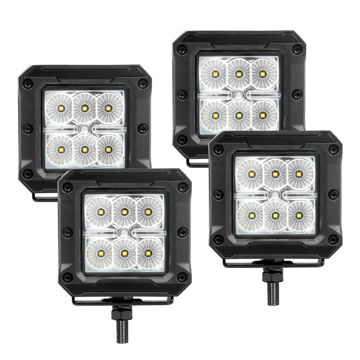 Go Rhino 751803043FCS Bright Series - 3x3 Cube LED Flood Lights, Set of Four