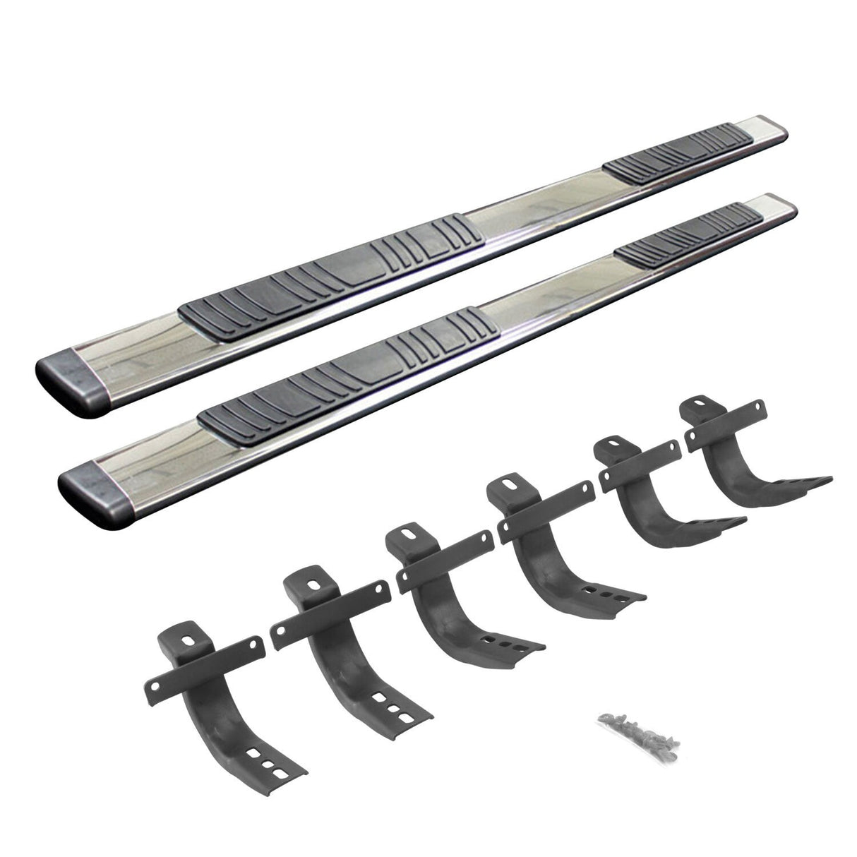Go Rhino 685412971PS - 5" OE Xtreme Low Profile SideSteps With Mounting Bracket Kit - Polished Stainless Steel