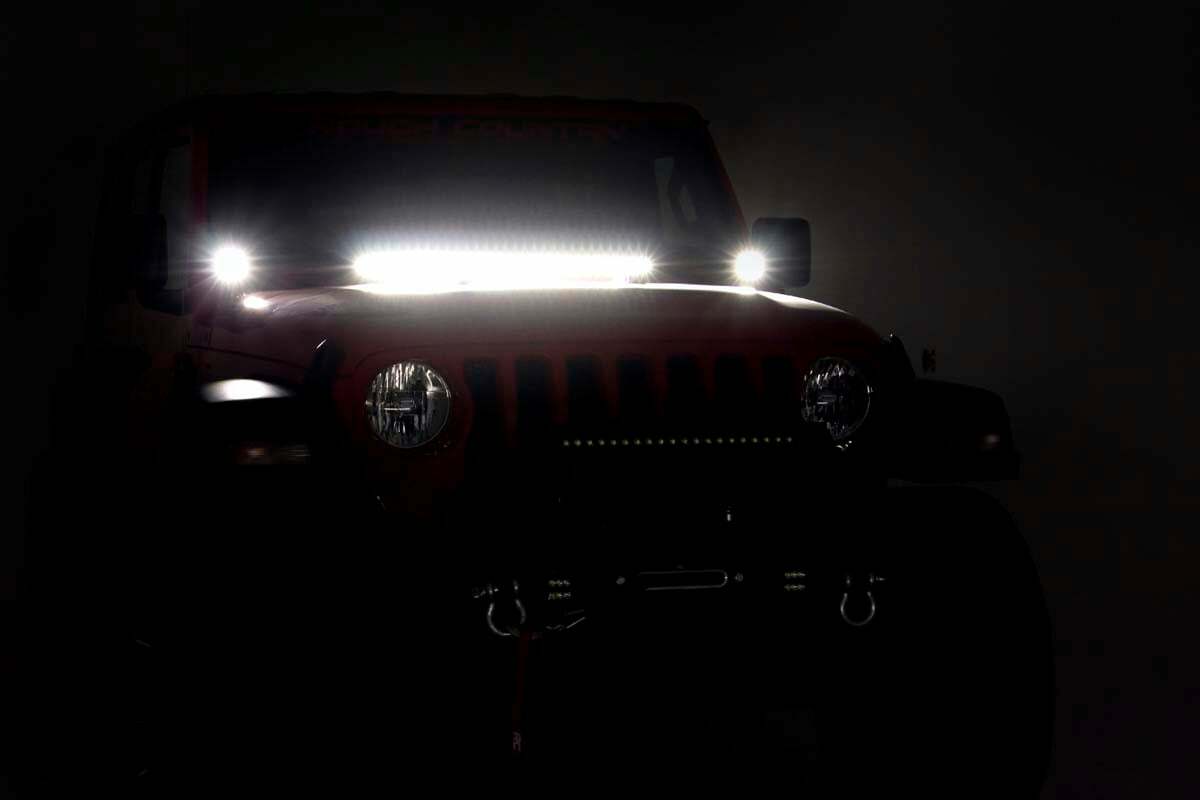 Rough Country - LED Light Kit - Cowl Mount - 2" Black Pair - Jeep Gladiator JT (20-23) Wrangler JL (18-23) - 70062