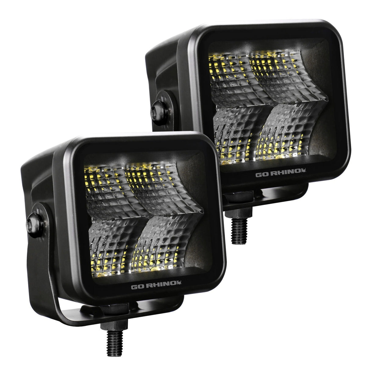 Go Rhino 750400321FCS Blackout Series - CUBEIT 3x3 LED Cube Flood Lights, Pair