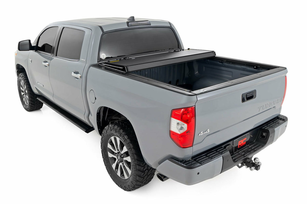 Rough Country - Hard Tri-Fold Flip Up Bed Cover - 5'7" Bed - Toyota Tundra (07-21) - 49414551