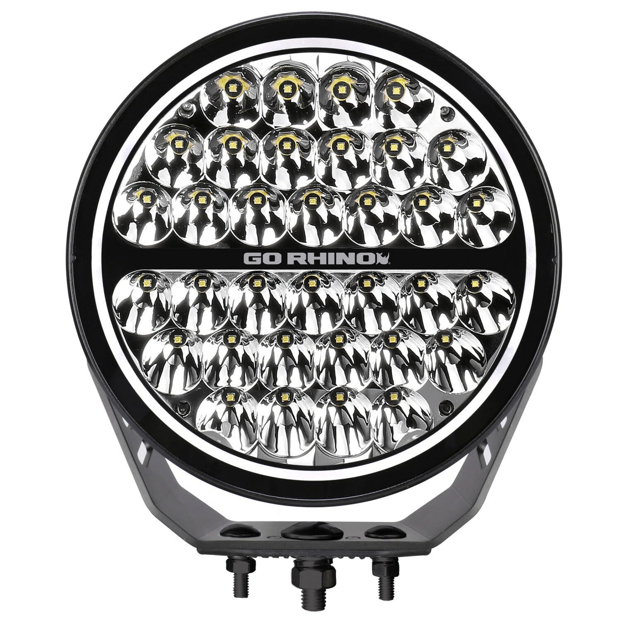 Go Rhino 751700911SRS Blackout Series - MAXROUND 9" Round LED Spot Light w/Daytime Running Lights