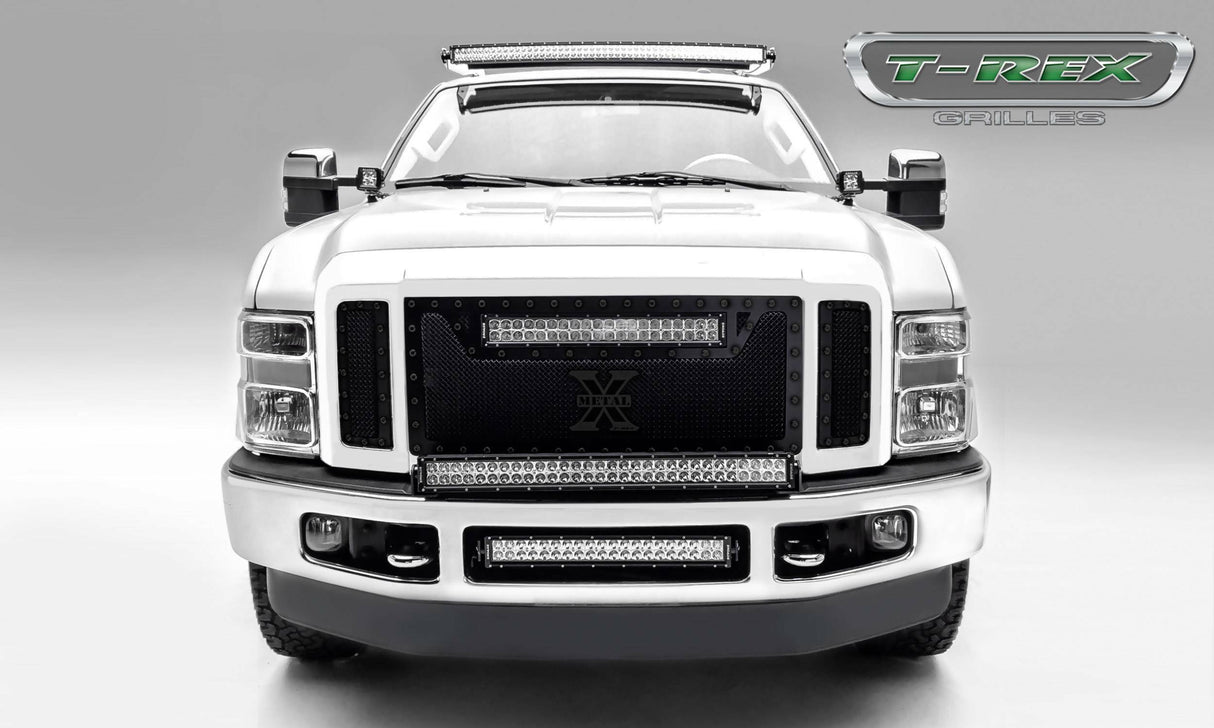 T-Rex Grilles - 3 Pc Small Mesh Mild Steel Stealth Torch Grille Replacement - Does not fit XL base model with black utility grille, chrome package, Includes Universal Wiring Harness - 6315451-BR