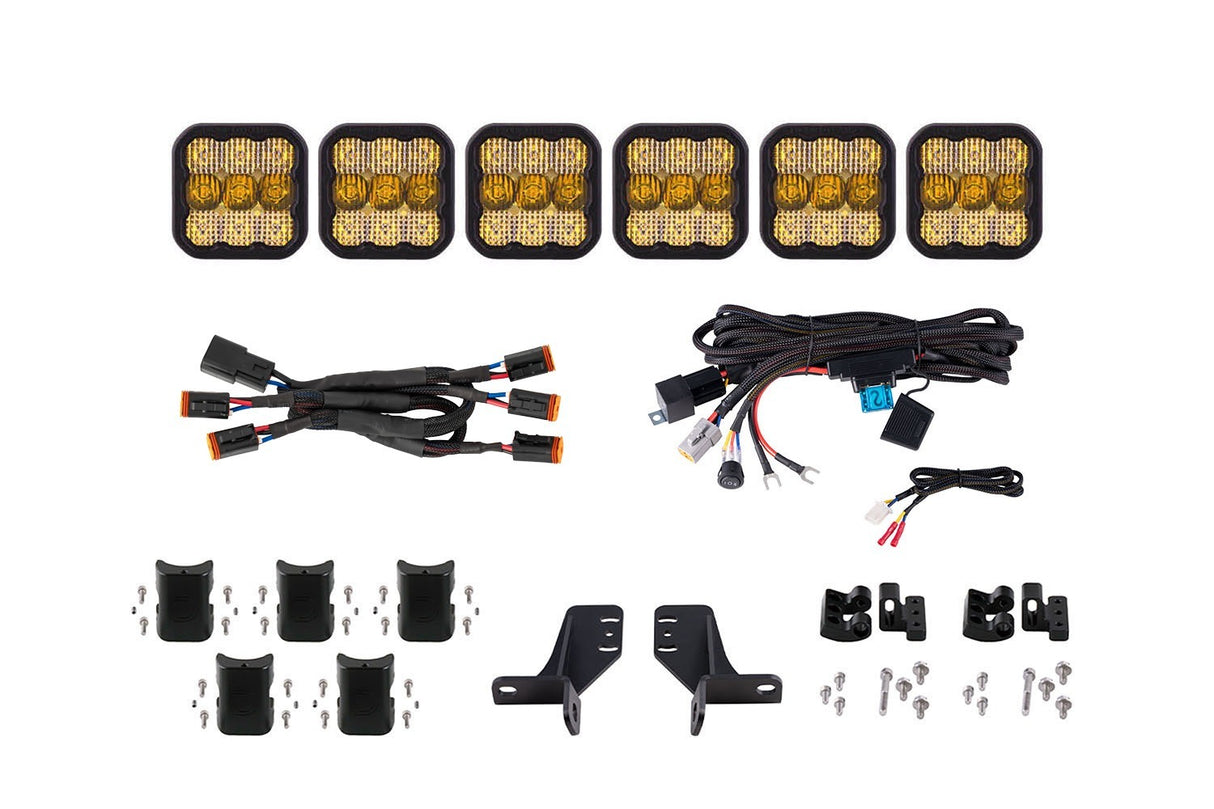 Diode Dynamics - Bronco SS5 6-Pod CrossLink Grille Lightbar Kit  Pro Yellow Combo - DD7271