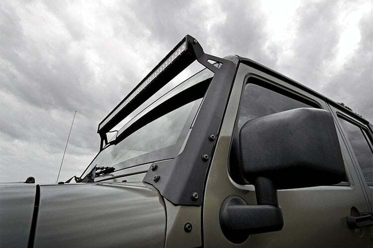 Rough Country - LED Light Kit - Windshield Mount - 50" Black Dual Row - Jeep Wrangler JK (07-18) - 70504BL
