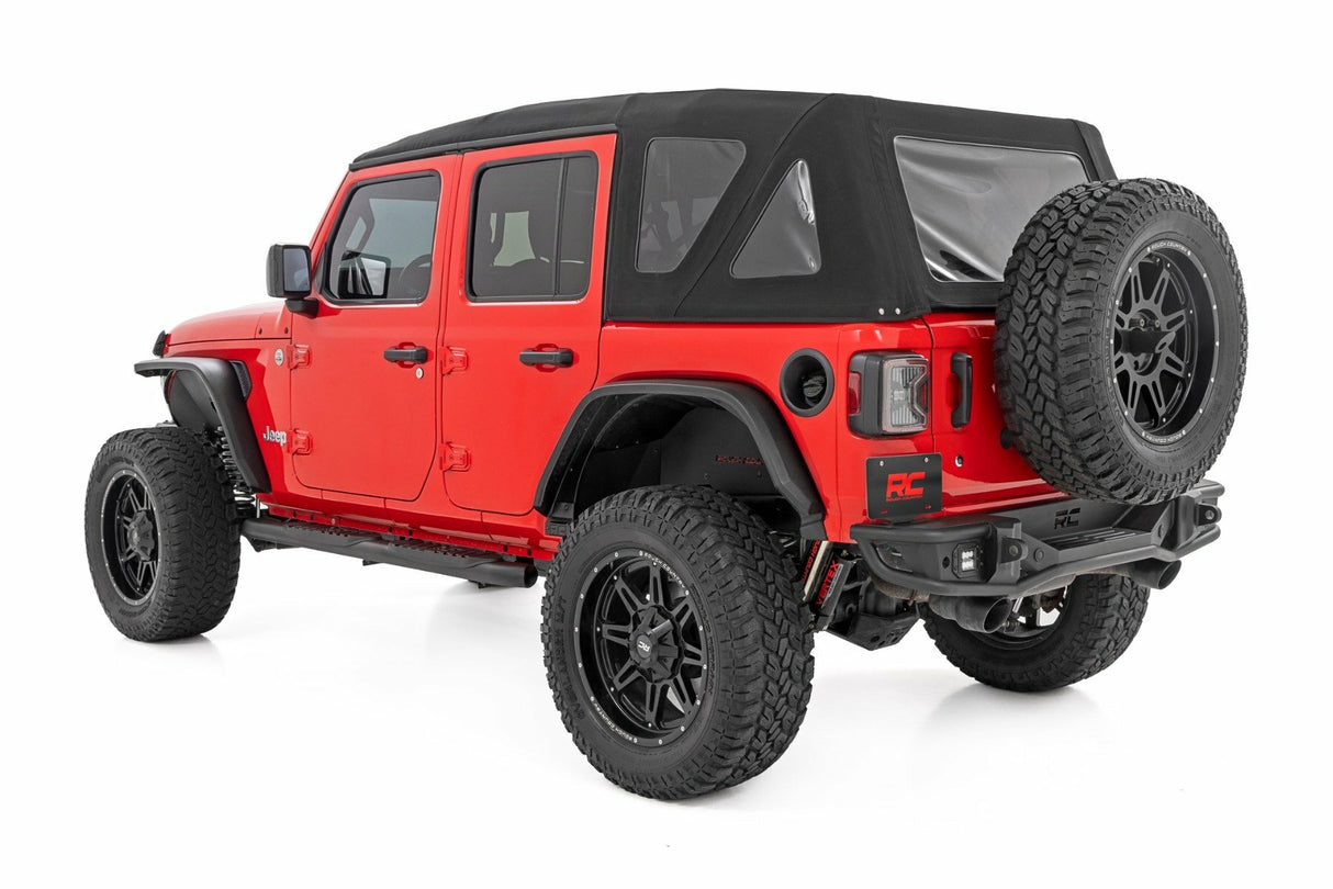 Rough Country - Oval Nerf Steps - 4 Door - Black - Jeep Wrangler Unlimited (18-23) - 21016