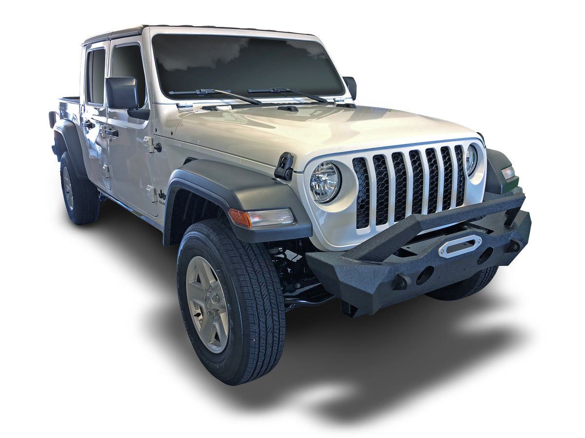 TrailFx - Stubby Front Bumper with Skid Plate and Winch Mount For Jeep Wrangler JL/Gladiator (JL08T)
