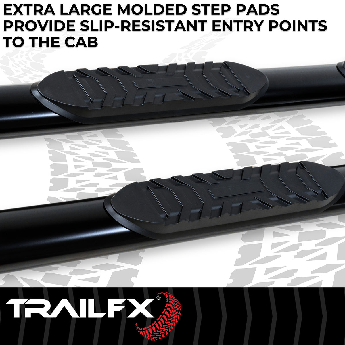 TrailFx - 4" Oval Straight Step Bar For GM Silverado/Sierra Crew- Black (A1547B)