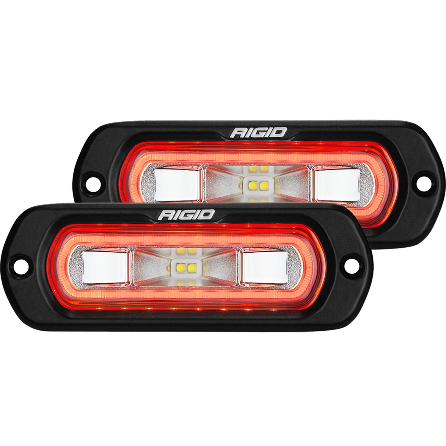 RIGID Industries - 53222 SR-L Series Off-Road Spreader Pod, Flush Mount, Red Halo, Pair
