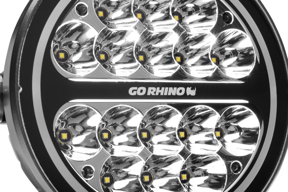 Go Rhino 750800711SRS Blackout Series - MAXROUND 7" LED Spot Light with Daytime Running Lights