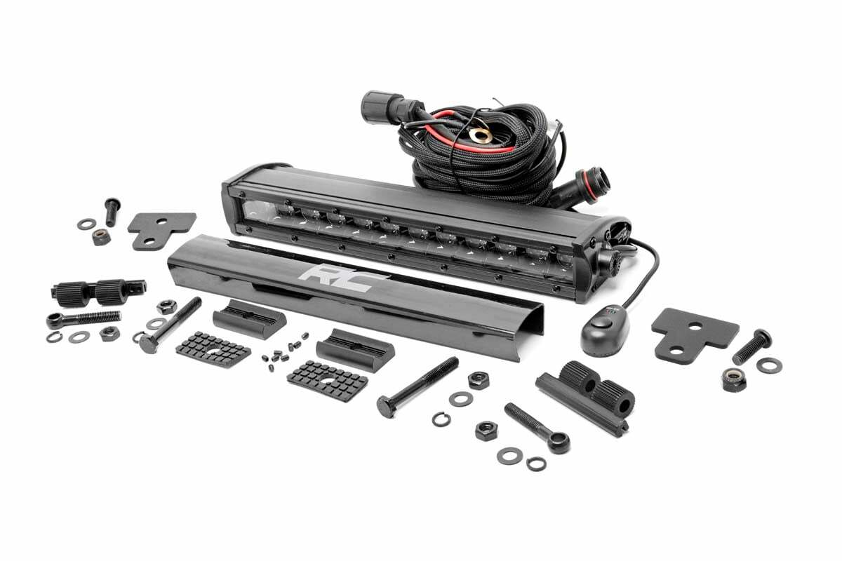 Rough Country - LED Light - Bumper Mount - 12" Black Single Row - Can-Am Defender HD 8 HD 9 HD 10 - 97001