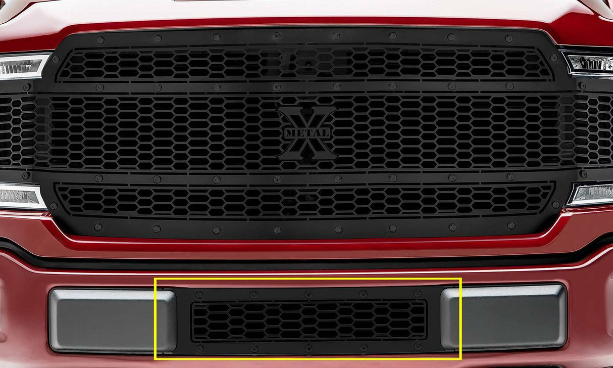 T-Rex Grilles - 1 Pc Laser Cut Pattern Mild Steel Stealth Laser X Bumper Grille Overlay - 7725891-BR