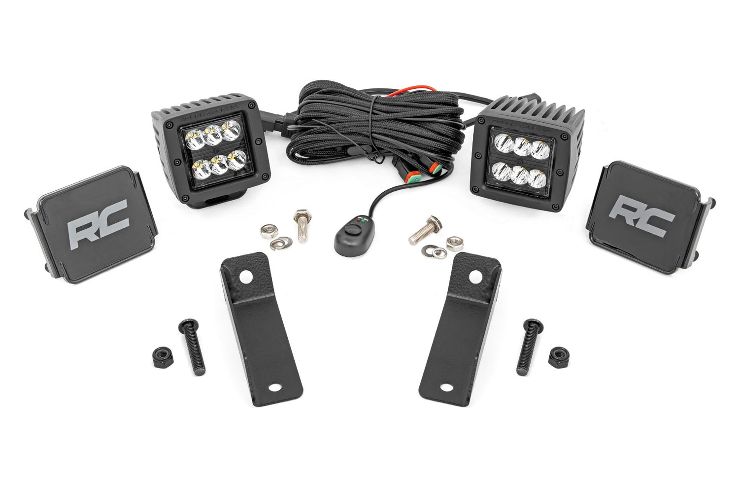 LED Light - Rear Mount - 2(in.) Black Pair - Flood - Can-Am Maverick Sport