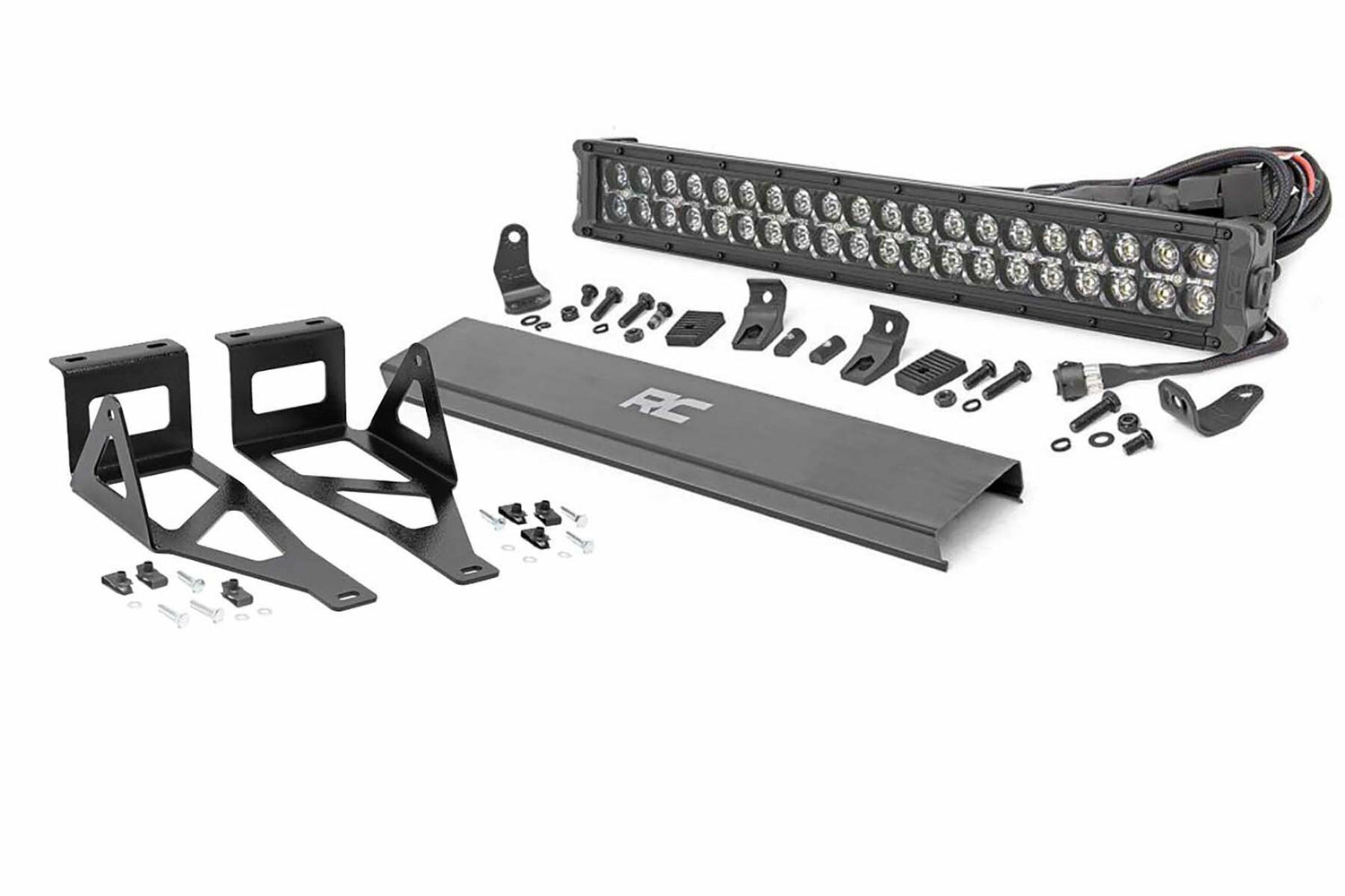 Rough Country - LED Light Kit - Bumper Mount - 2" Black Dual Row - White DRL - Ford F-250 F-350 Super Duty (05-07) - 70665DRL