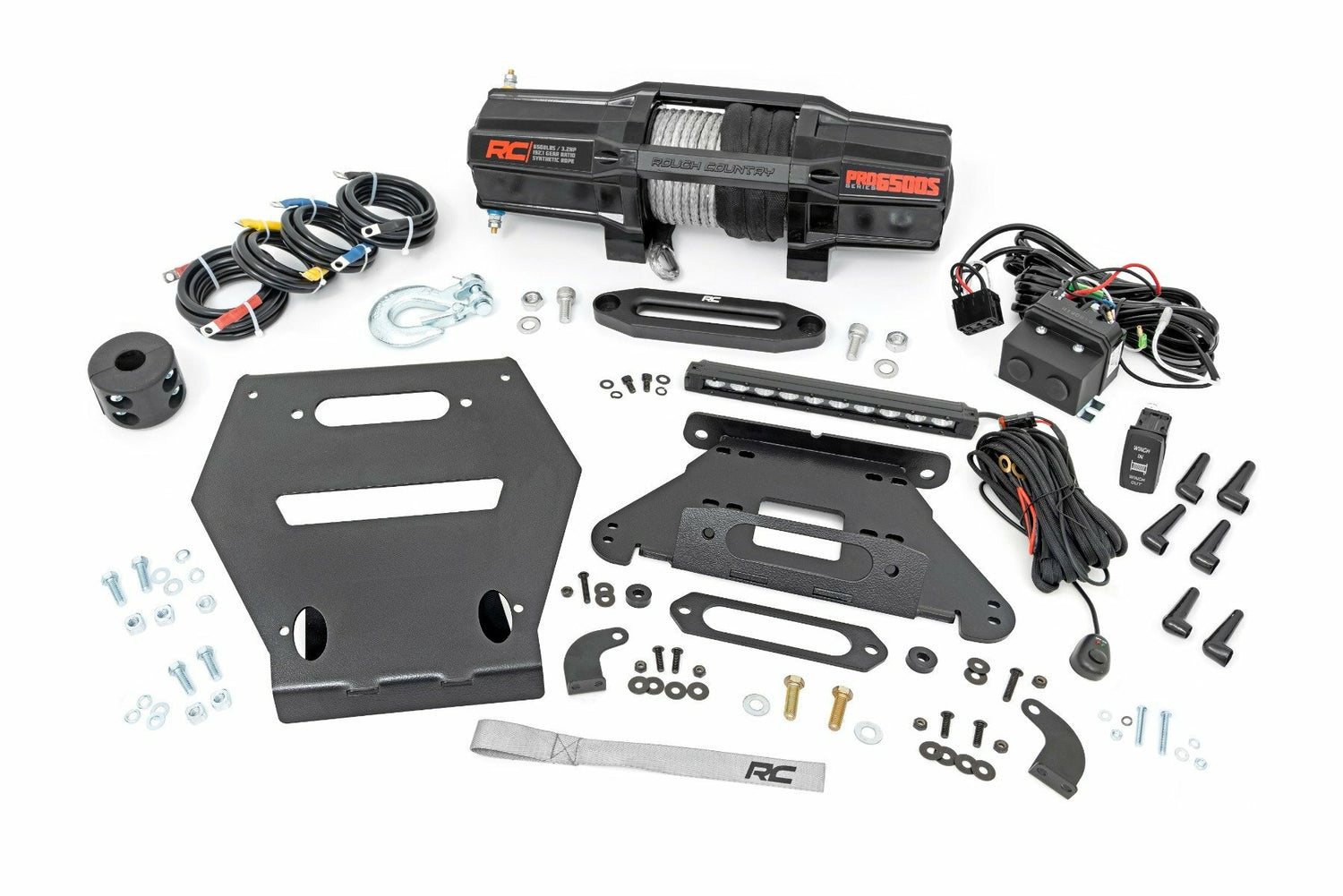 Rough Country - LED Light - Winch Mount - RS6500S - 10" Black Slimline - Polaris RZR Pro R - 92064
