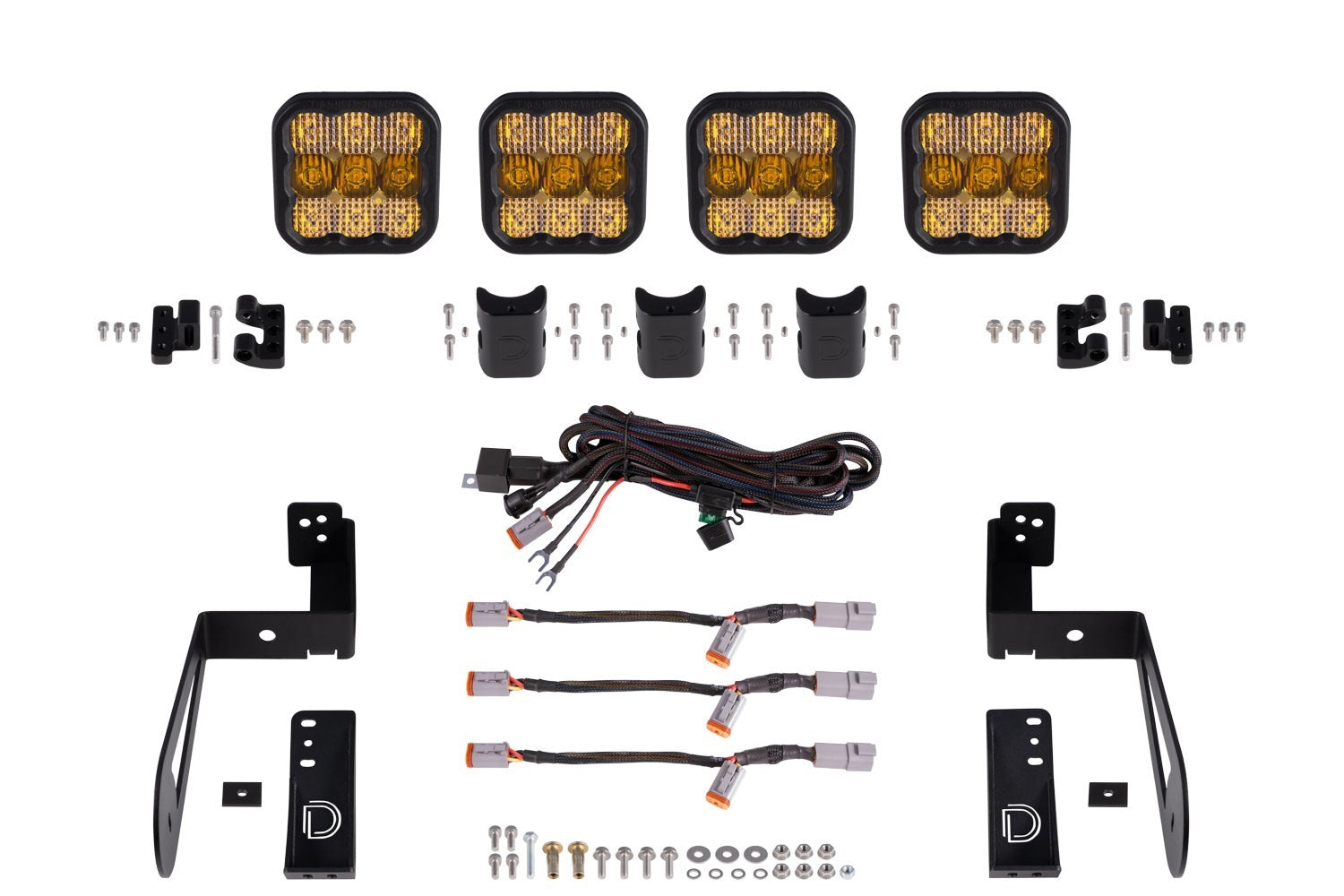 Diode Dynamics - Jeep JK SS5 4-Pod CrossLink Grille Lightbar Kit  Sport Yellow Combo - DD7230