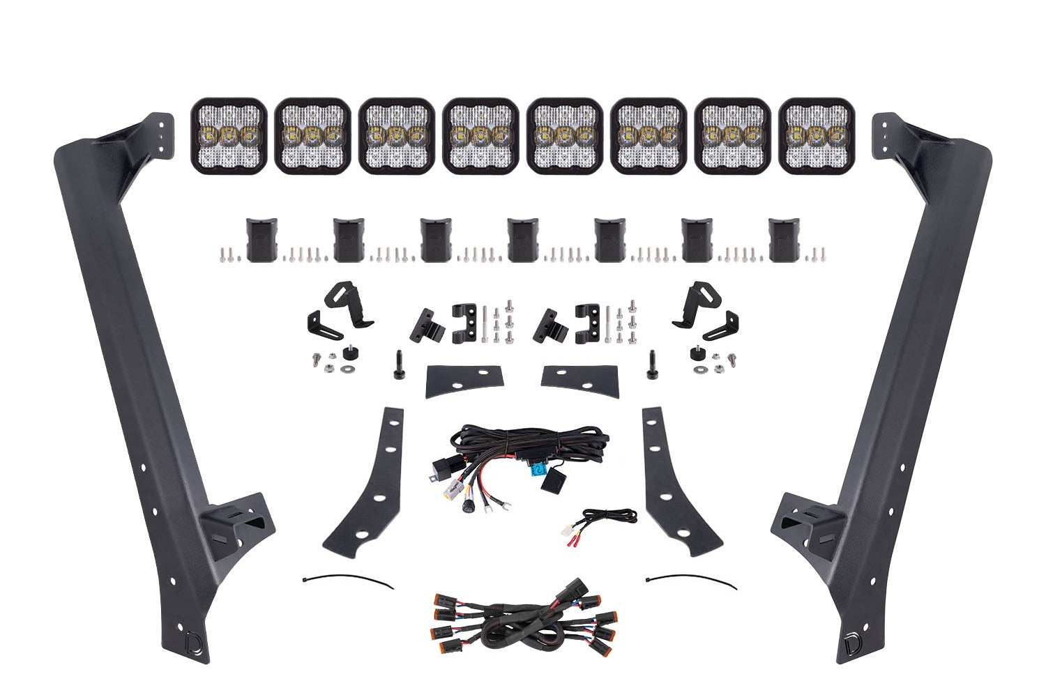 Diode Dynamics - Jeep JK SS5 Pro CrossLink Windshield White Combo Lightbar Kit - DD7266