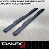 TrailFx - 4" Oval Straight Step Bar For Jeep Wrangler JL 4 Dr- Black (A1545T)