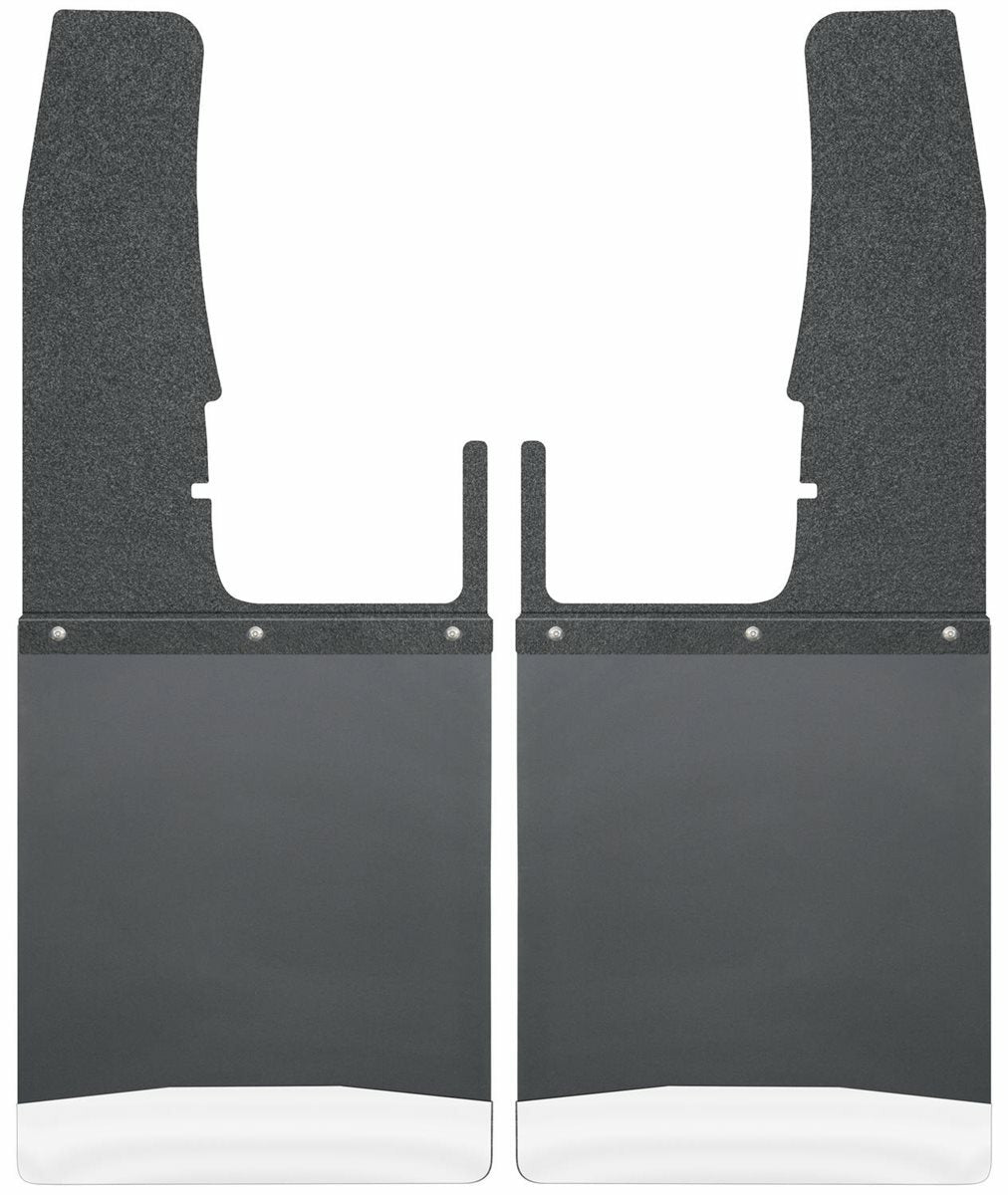 Husky Liners - Kick Back Mud Flaps Front 12in. Wide - Black Top and Stainless Steel Weight - 17102