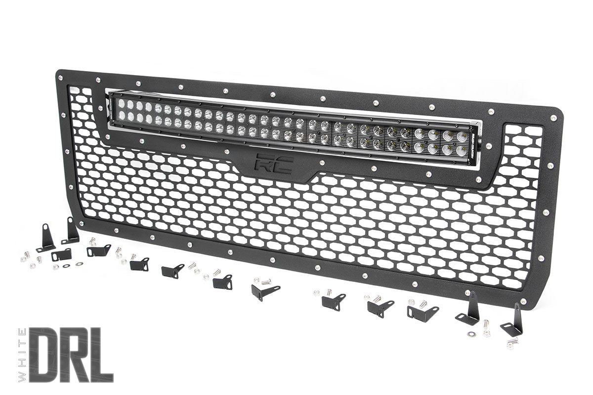 Rough Country - Mesh Grille - 30" Dual Row LED - Black - White DRL - GMC Sierra 1500 (14-15) - 70190DRL