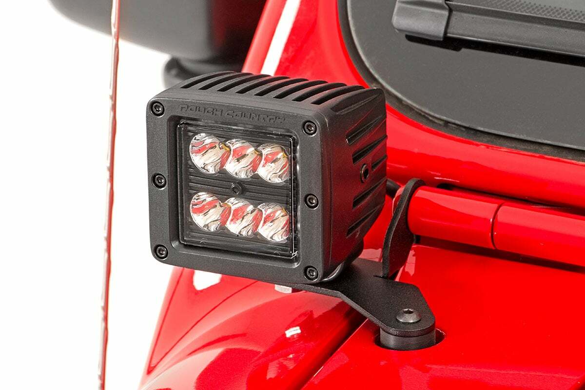 Rough Country - Jeep 2-inch LED Lower Windshield Kit (18-21 Wrangler JL, 20-21 Gladiator JT - Black-Series w White DRL) - 70052DRL
