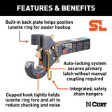 Curt - SecureLatch Receiver-Mount Pintle Hook (2" Shank, 14K, 2-1/2" or 3" Lunette) - 48405