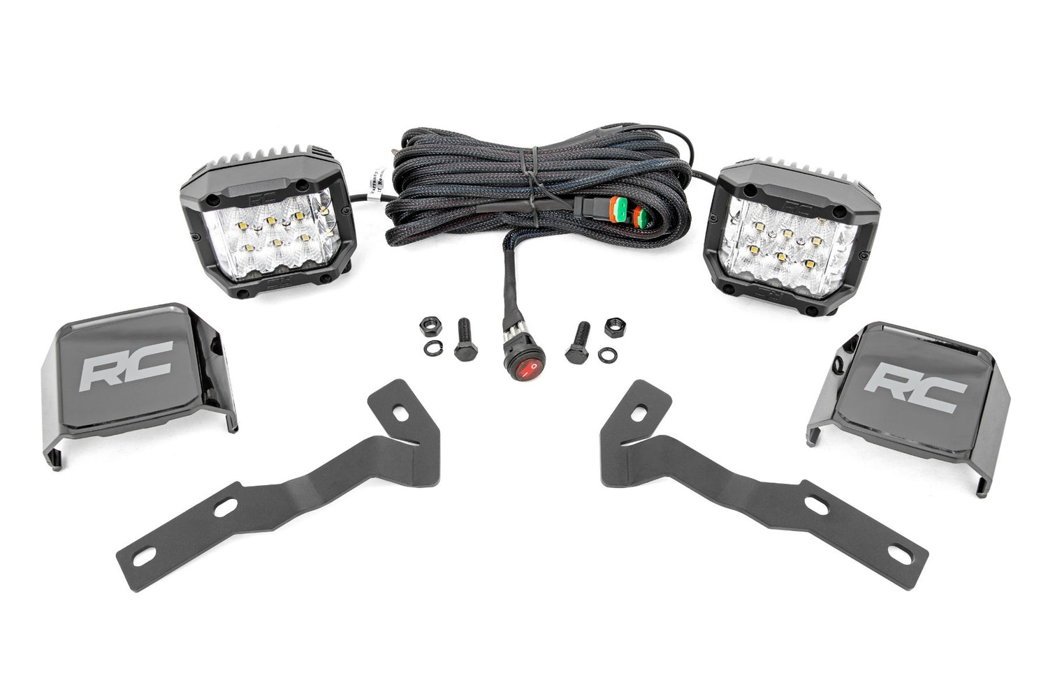 Rough Country - LED Light Kit - Ditch Mount - 3" OSRAM - Wide - Toyota Tacoma (16-23) - 71084
