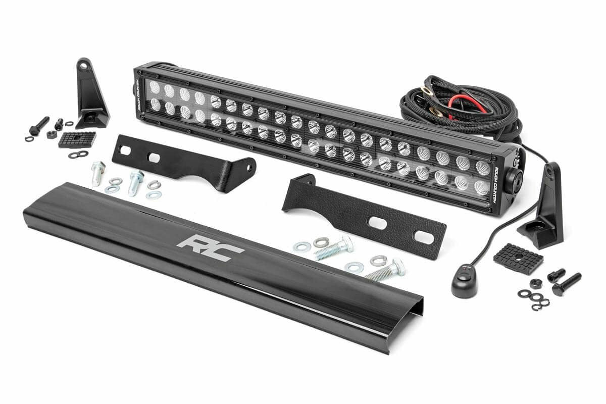 Rough Country - LED Light Kit - Bumper Mount - 20" Black Dual Row - Jeep Grand Cherokee WK2 (11-20) - 70773