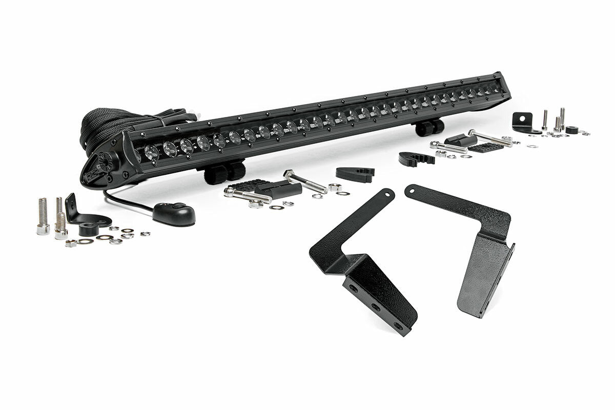 Rough Country - LED Light Kit - Bumper Mount - 30" Black Single Row - Toyota Tundra (14-21) - 70657