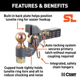 Curt - SecureLatch Receiver-Mount Ball & Pintle Hitch (2" Shank, 2-5/16" Ball, 14K) - 48406