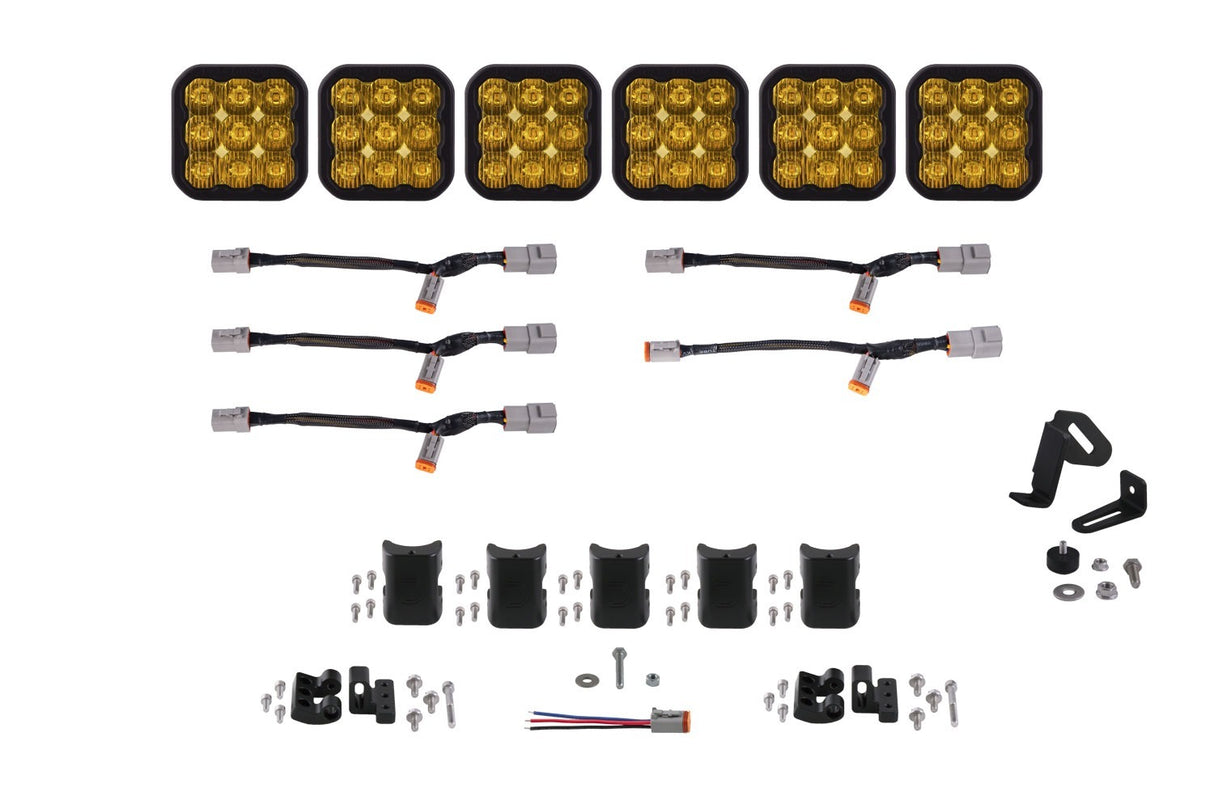Diode Dynamics - SS5 Pro Universal CrossLink 6-Pod Lightbar Yellow Driving - DD7257