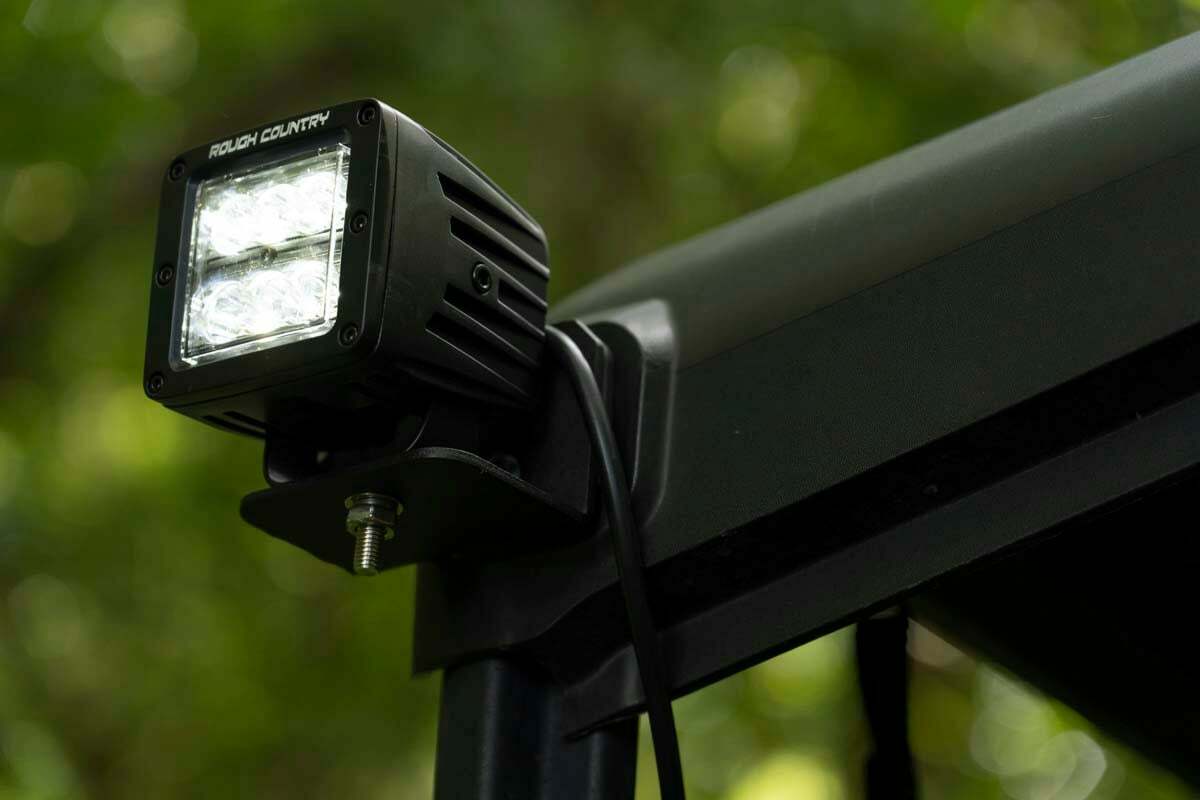 Rough Country - LED Light - Cab Mount - 2" Black Pair - Flood - Can-Am Defender HD 5 HD 8 HD 9 HD 10 - 71011