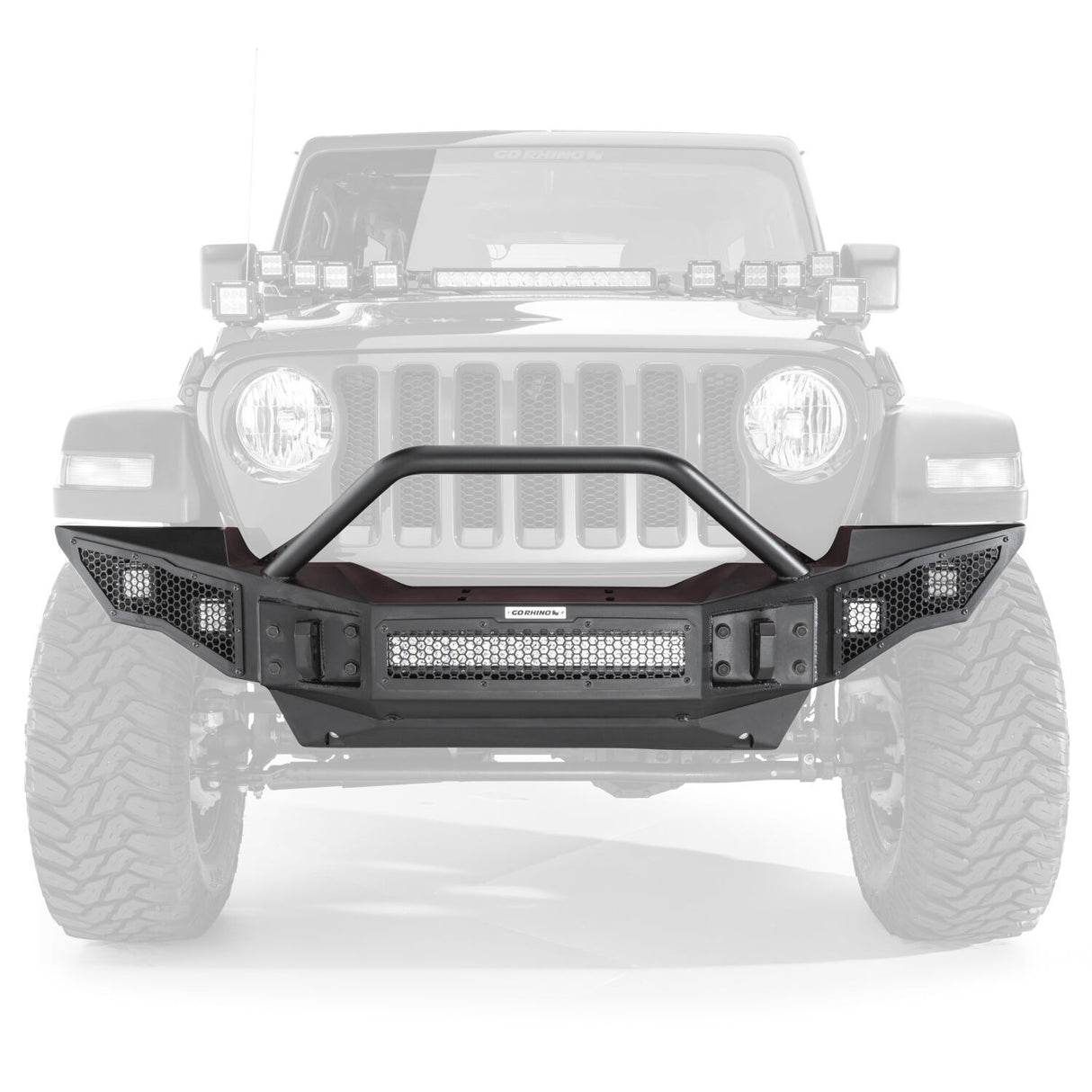 Go Rhino 331201T Rockline Winch-Ready Full Width Bumper With Overrider For Jeep