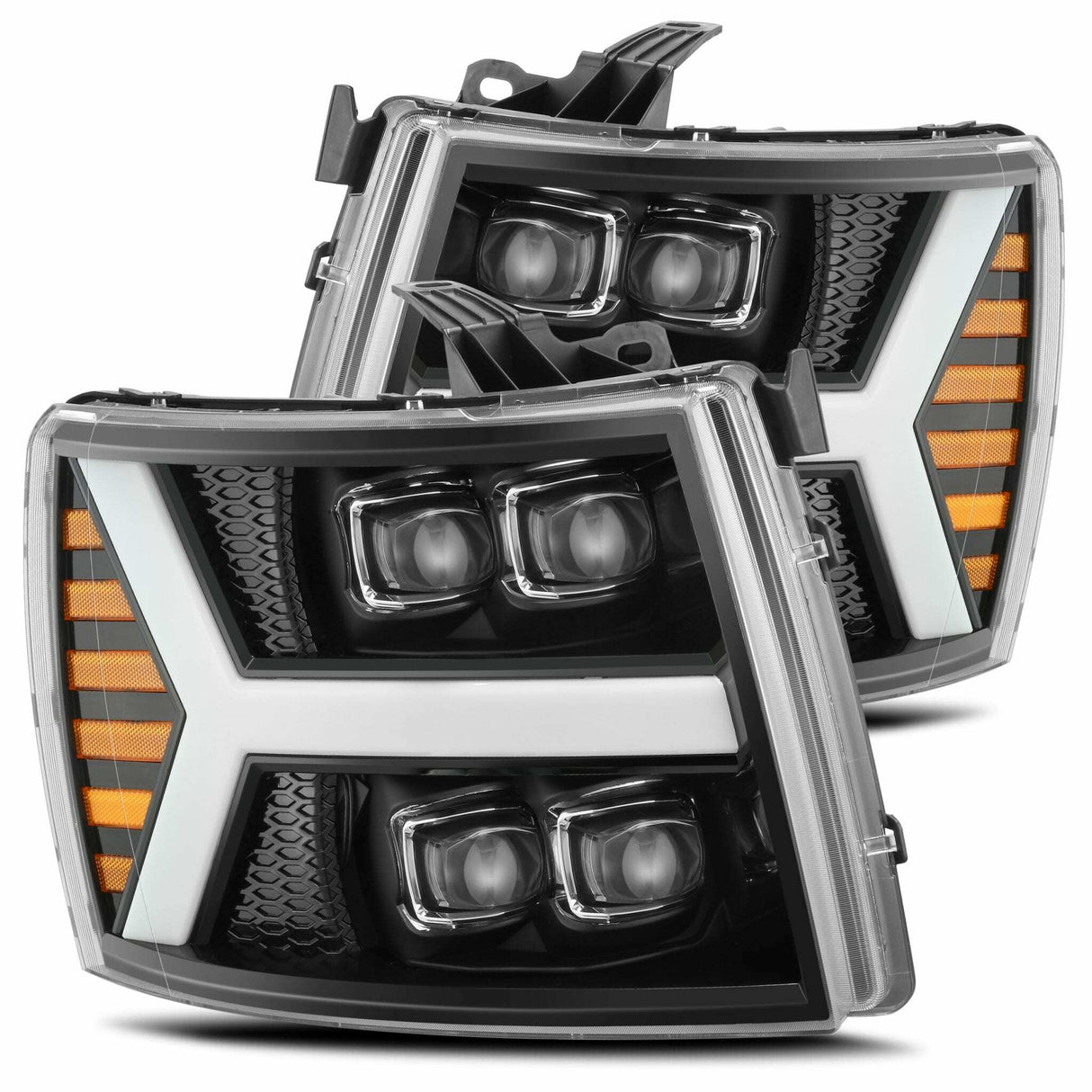 AlphaRex 880208 LED Projector Headlights Plank Style Design Gloss Black