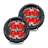 RIGID 360-Series 4 Inch Round LED Off-Road Light, Spot Beam Pattern for High Speeds, Red Backlight, Pair