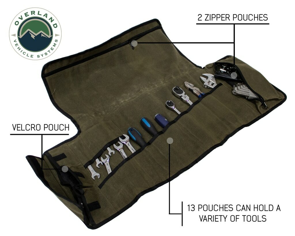 Overland Vehicle Systems - Rolled General Tool Storage Bag - Waxed Canvas - 21079941