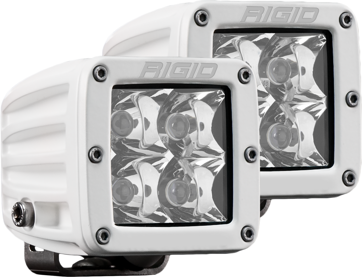 RIGID D-Series PRO LED Light, Spot Optic, Surface Mount, White Housing, Pair
