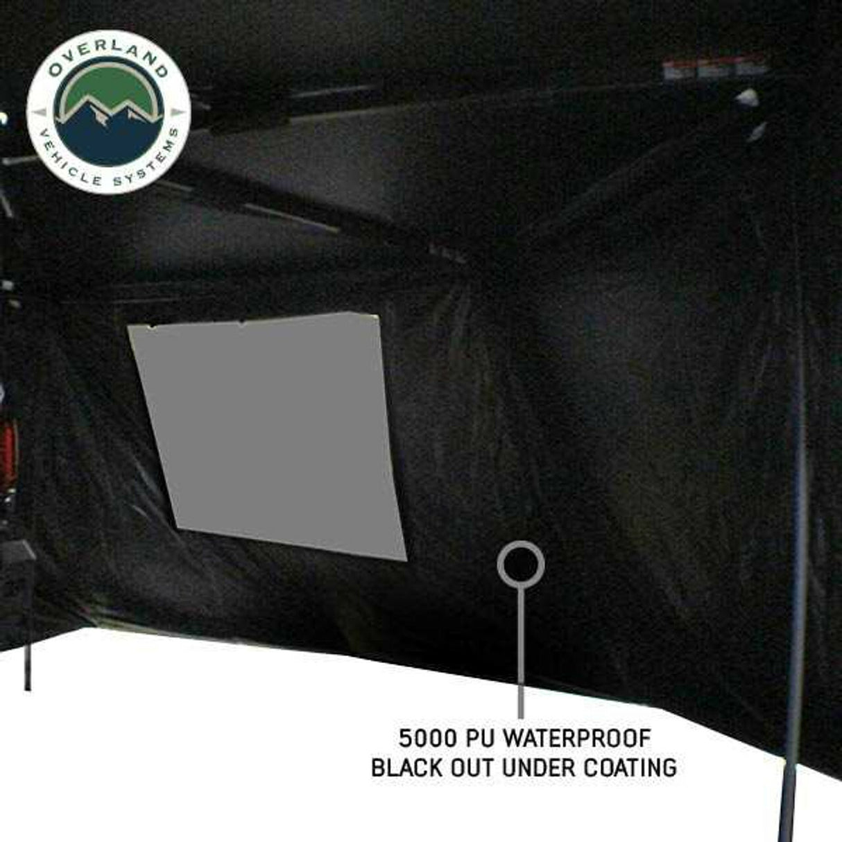 Overland Vehicle Systems - XD Nomadic 270 - Awning Wall 1 W/Black Out, Passenger Side, Black Body, Black Trim W/Storage Bag - 19690004