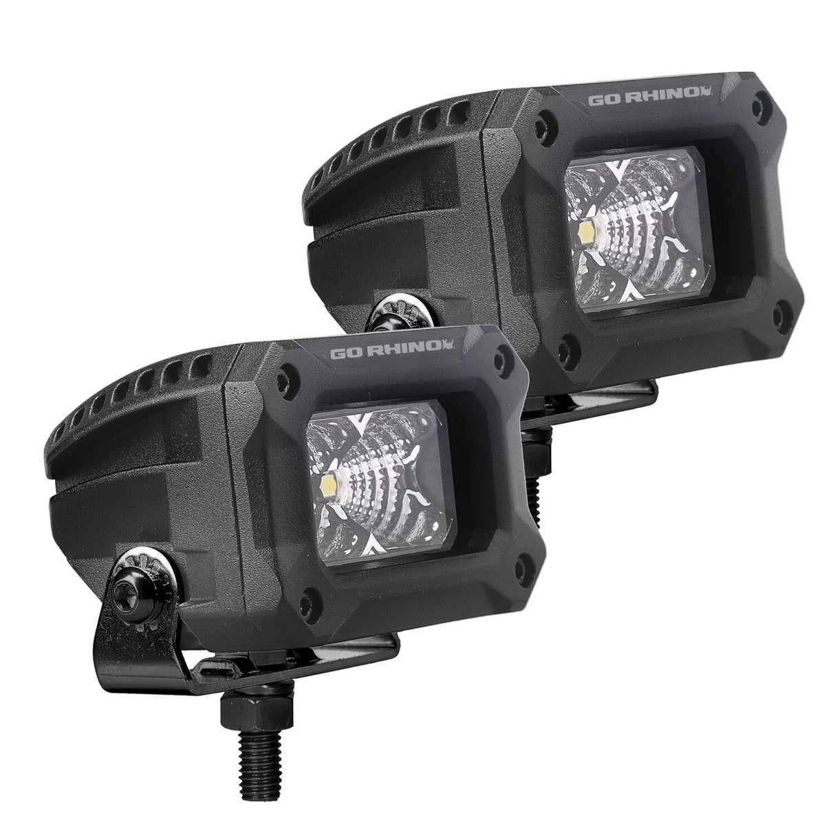 Go Rhino 751003023FBS Bright Series - 3x2 Rectangular LED Flood Lights, Pair